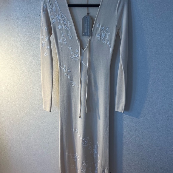 MESHKI McKenna Embroidered Knit Maxi Dress | Size Small | NWT | Ivory - Picture 2 of 4